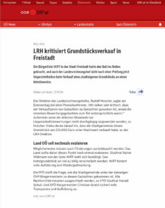 2023 06 29 ORF LRH kritisiert Grundstücksverkauf in Freistadt