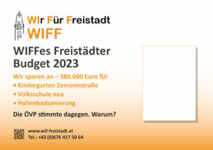 WIFF Plakat WIFFes Freistadt Budget Mai 2023
